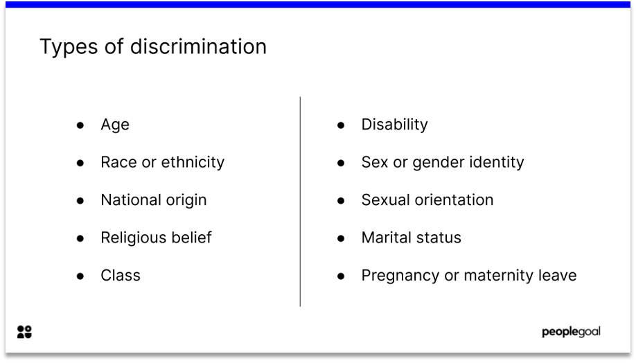 types of discrimination definition