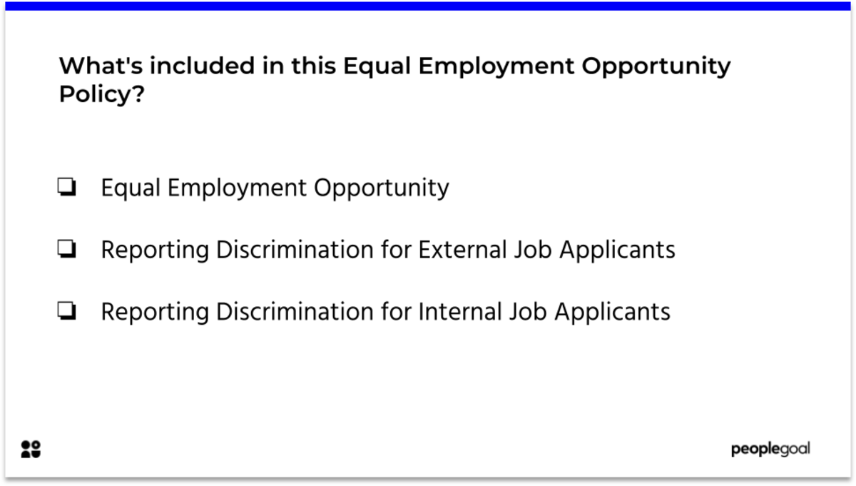What's included in this Equal Employment Opportunity Policy?