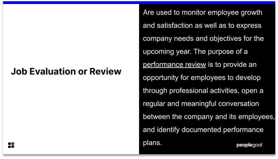 What is a Job Performance Evaluation or Review?