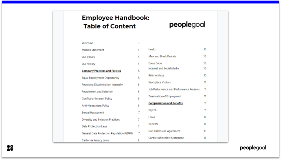 PeopleGoal Employee Handbook Template