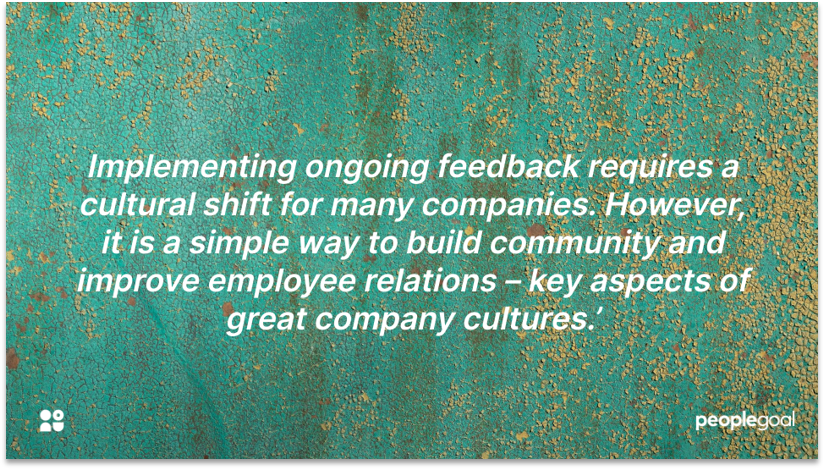Company culture of ongoing feedback