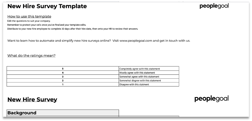 new hire survey template - 2