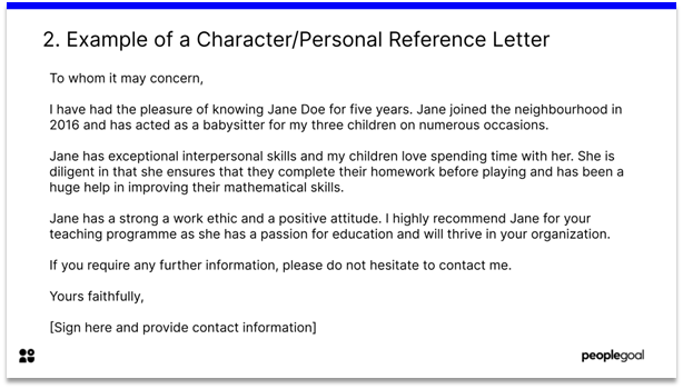 sample character reference letter