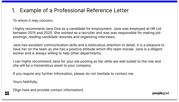 sample professional reference letter