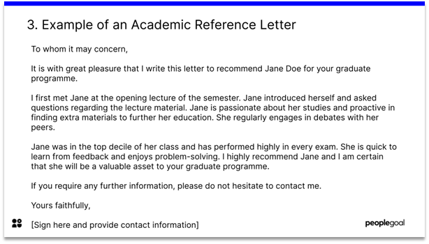 sample academic reference letter