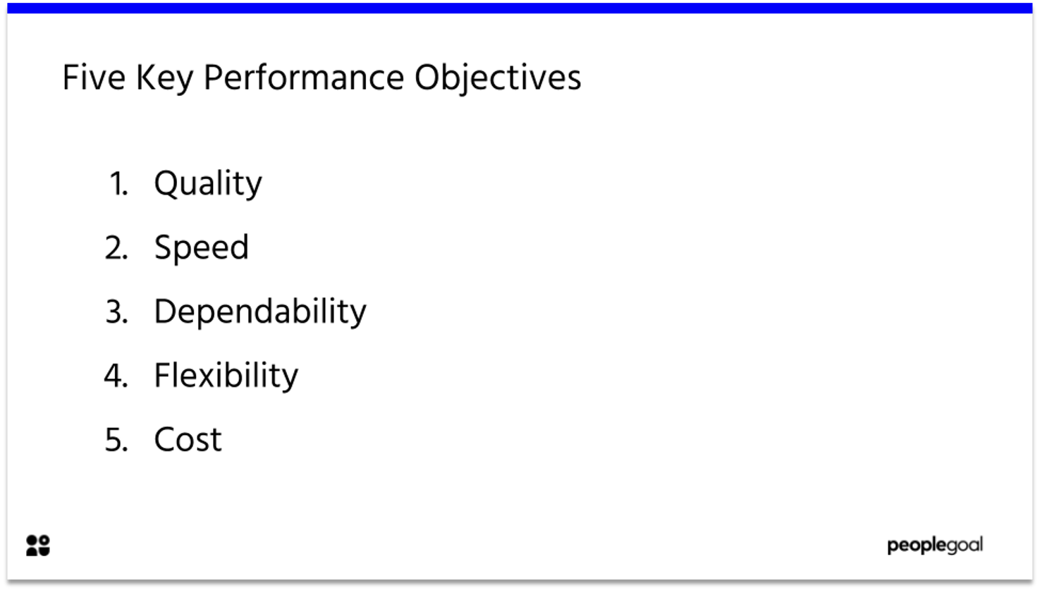 five key performance objectives