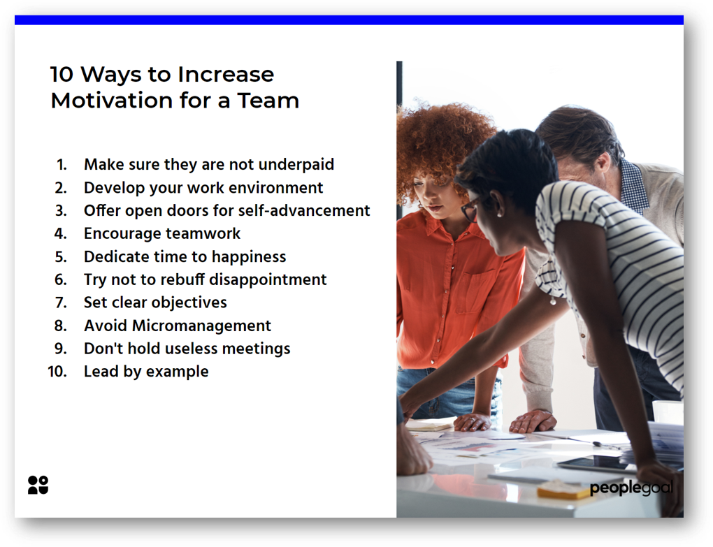 10 Ways to increase motivation for a team