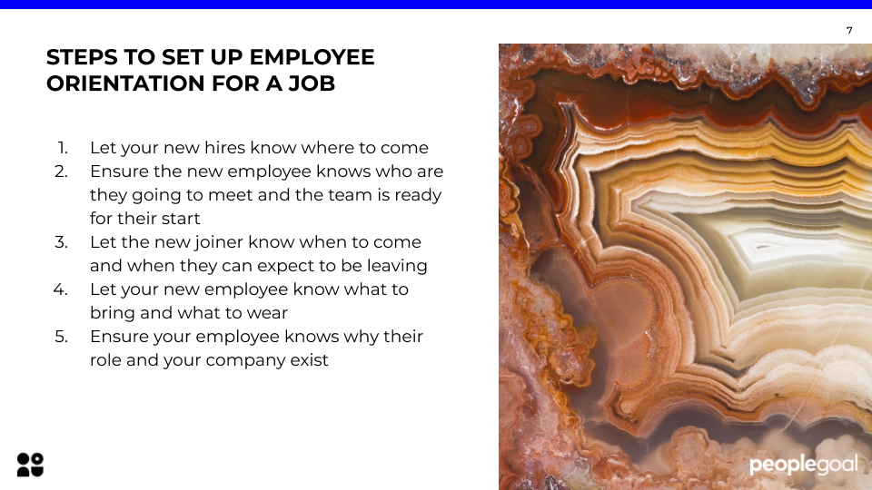 Steps to set up employee orientation for a job