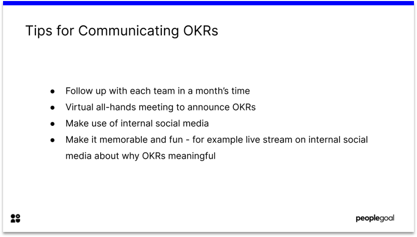Objectives and key results communications