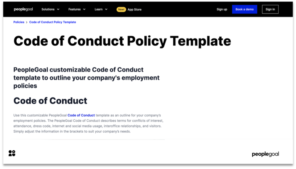 employee code of conduct policy template
