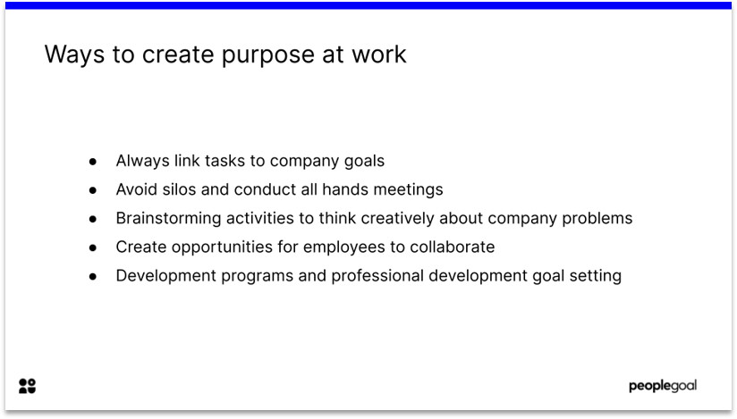 Purpose at work for employee engagement