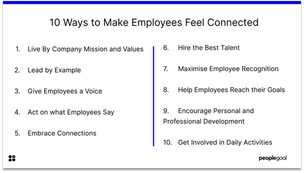 Connected Employees - 10 ways to make your employees feel connected