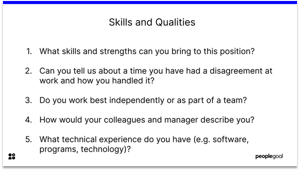Interview Questions - skills and qualities