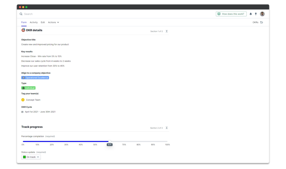 OKR Details 360 feedback PeopleGoal