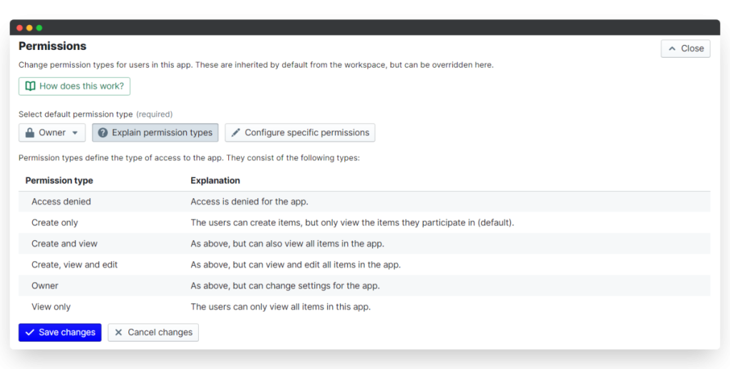 Explain permission types