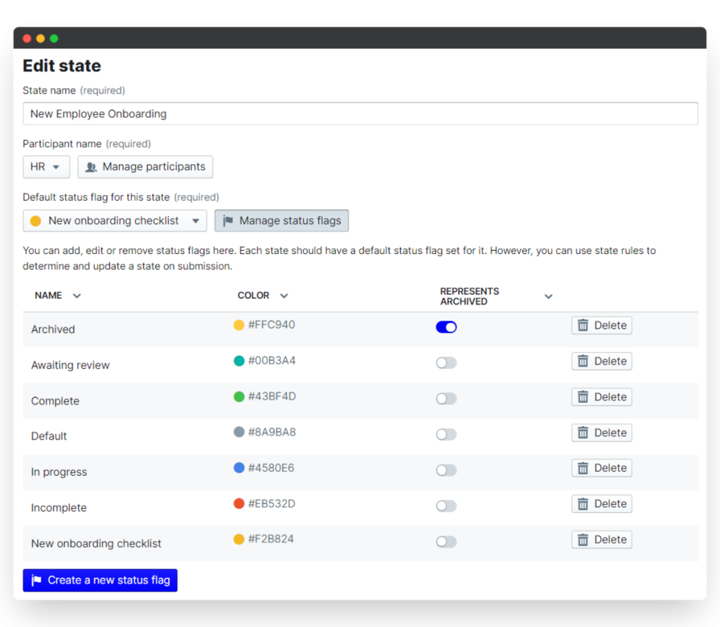 Manage status flags screenshot
