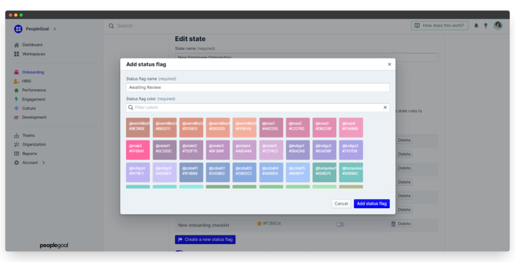 Create a new status flag