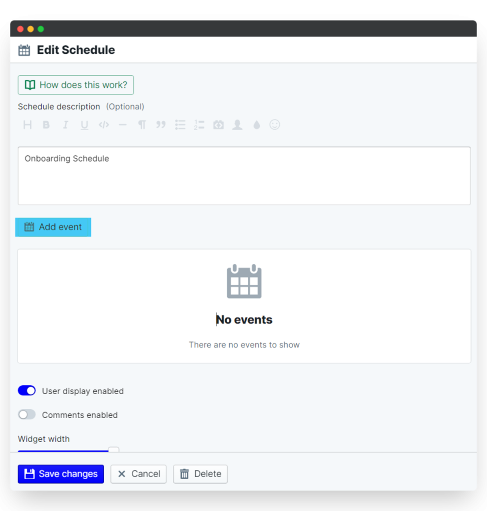 schedule description screenshot