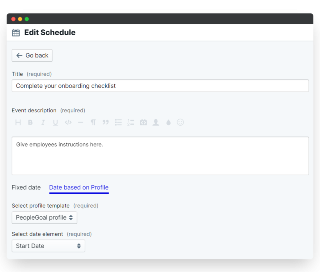 Add event complete your onboarding process