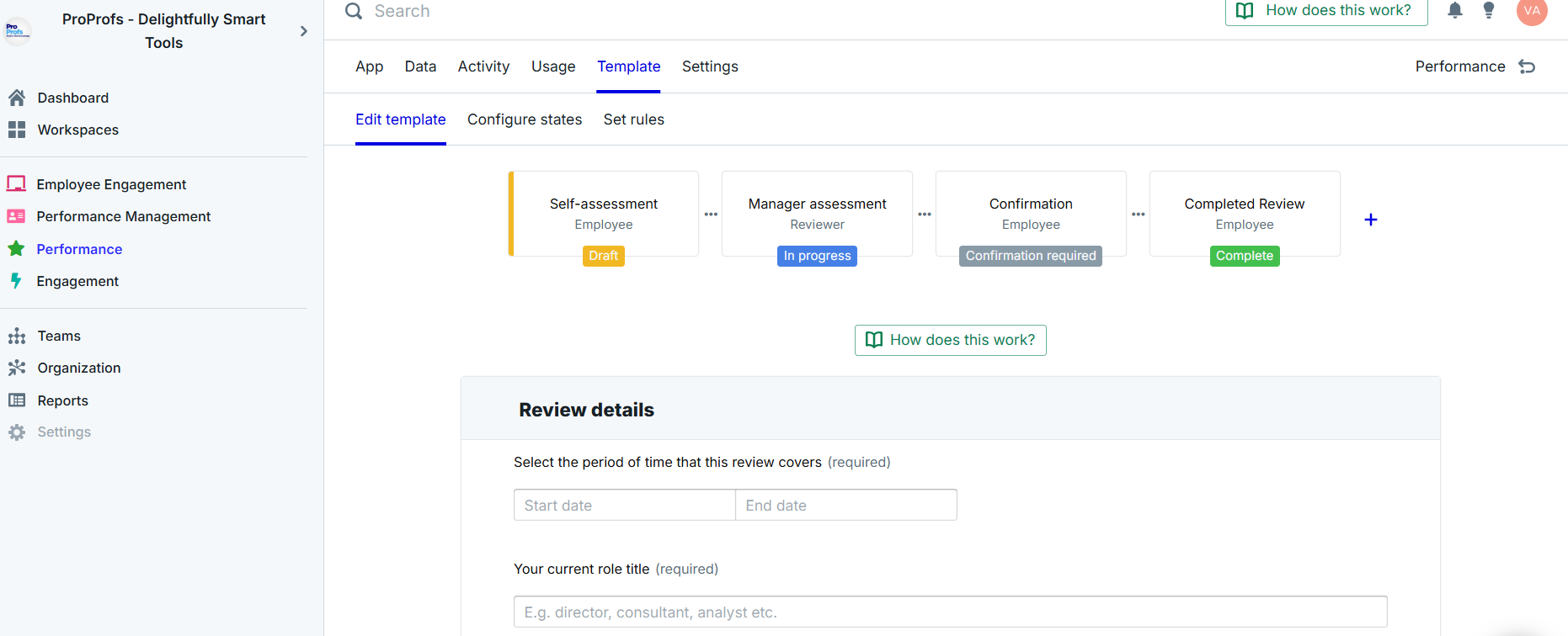 Customize the Review Template PeopleGoal
