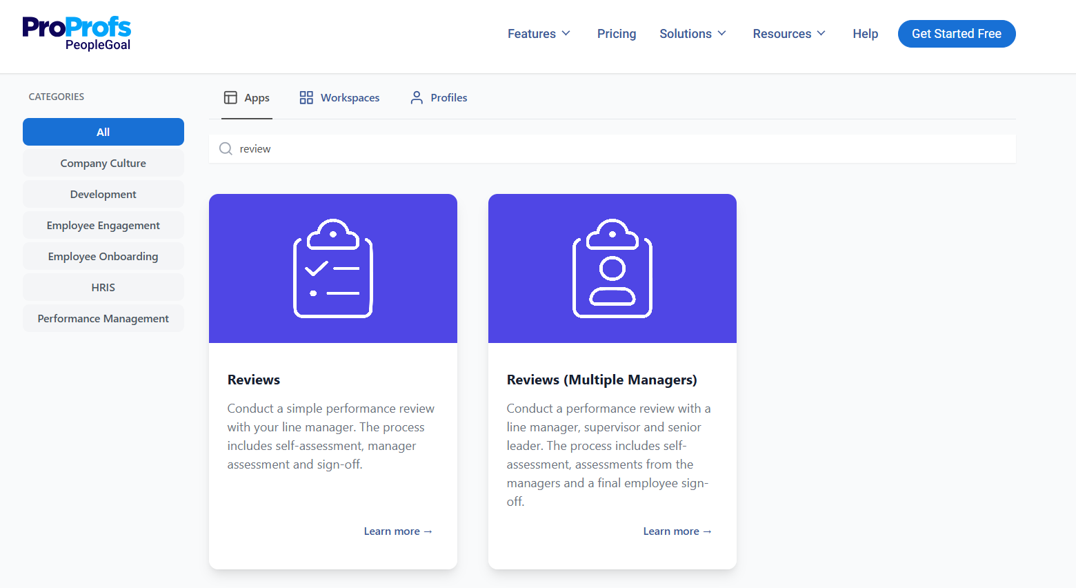Performance Review PeopleGoal