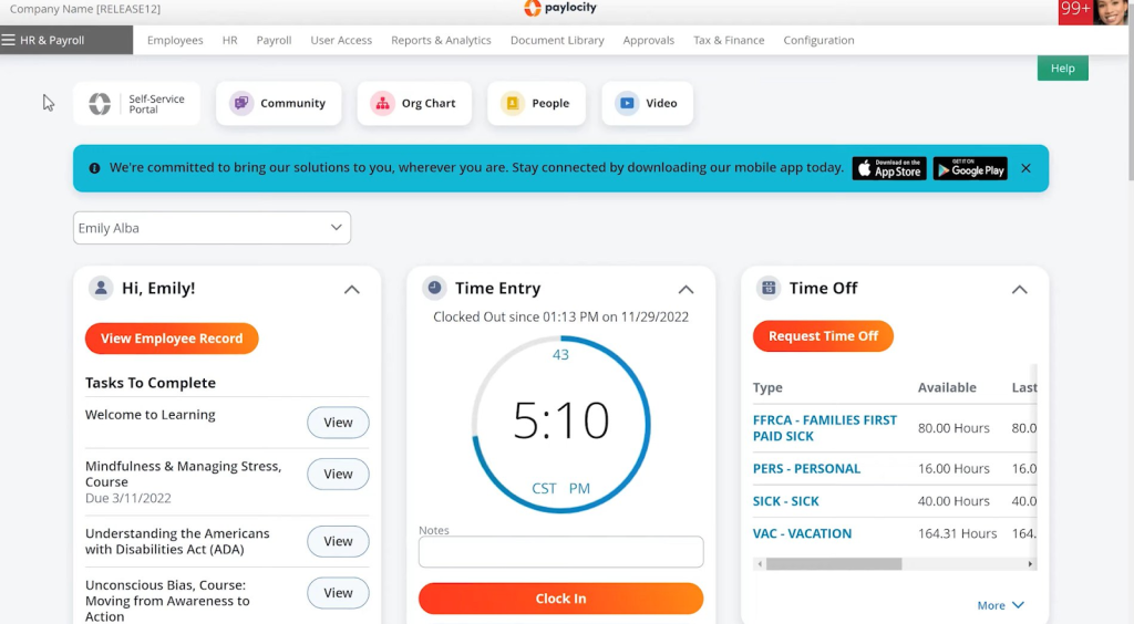 Paylocity - Workday alternatives - PeopleGoal