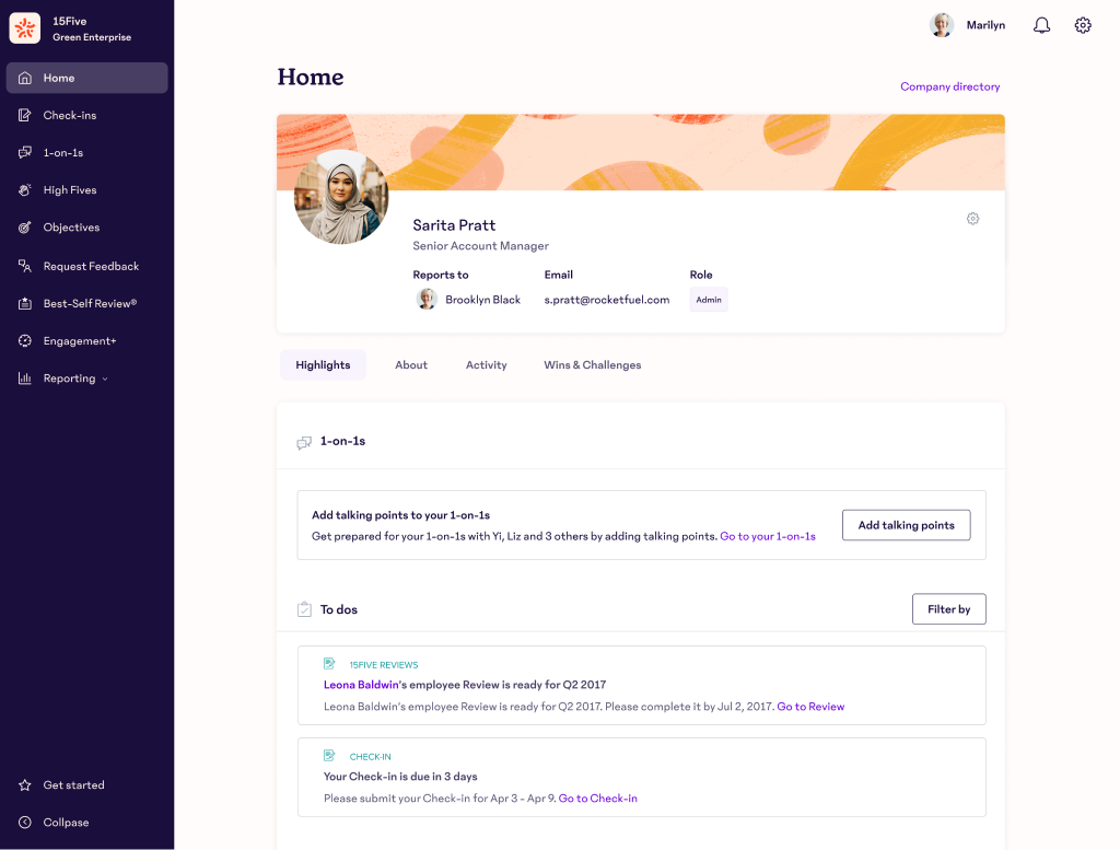 15Five - Performance Review Software - PeopleGoal