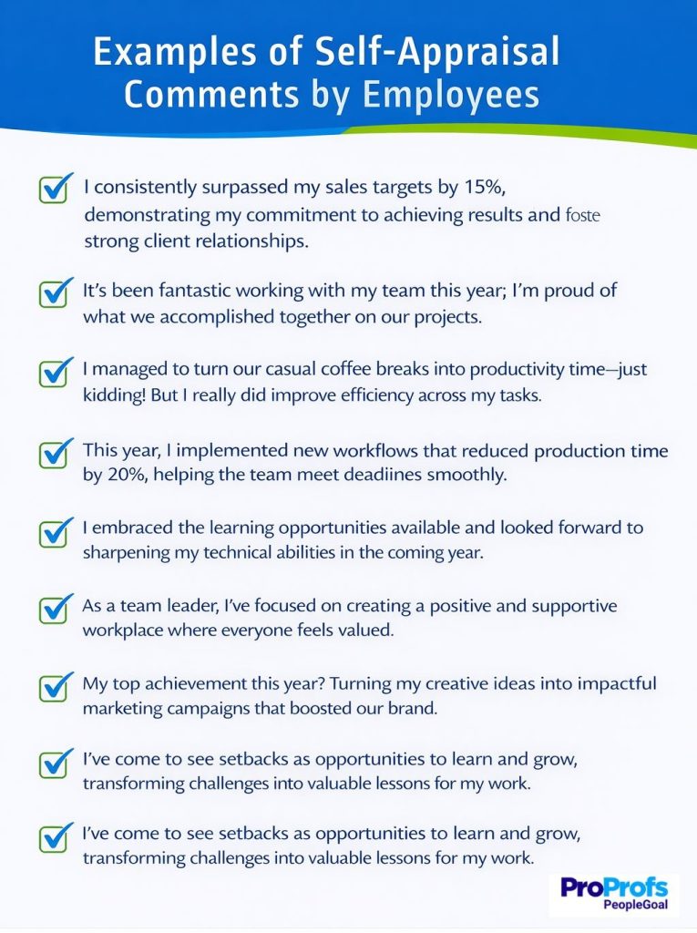 Employee Self Appraisal Examples 