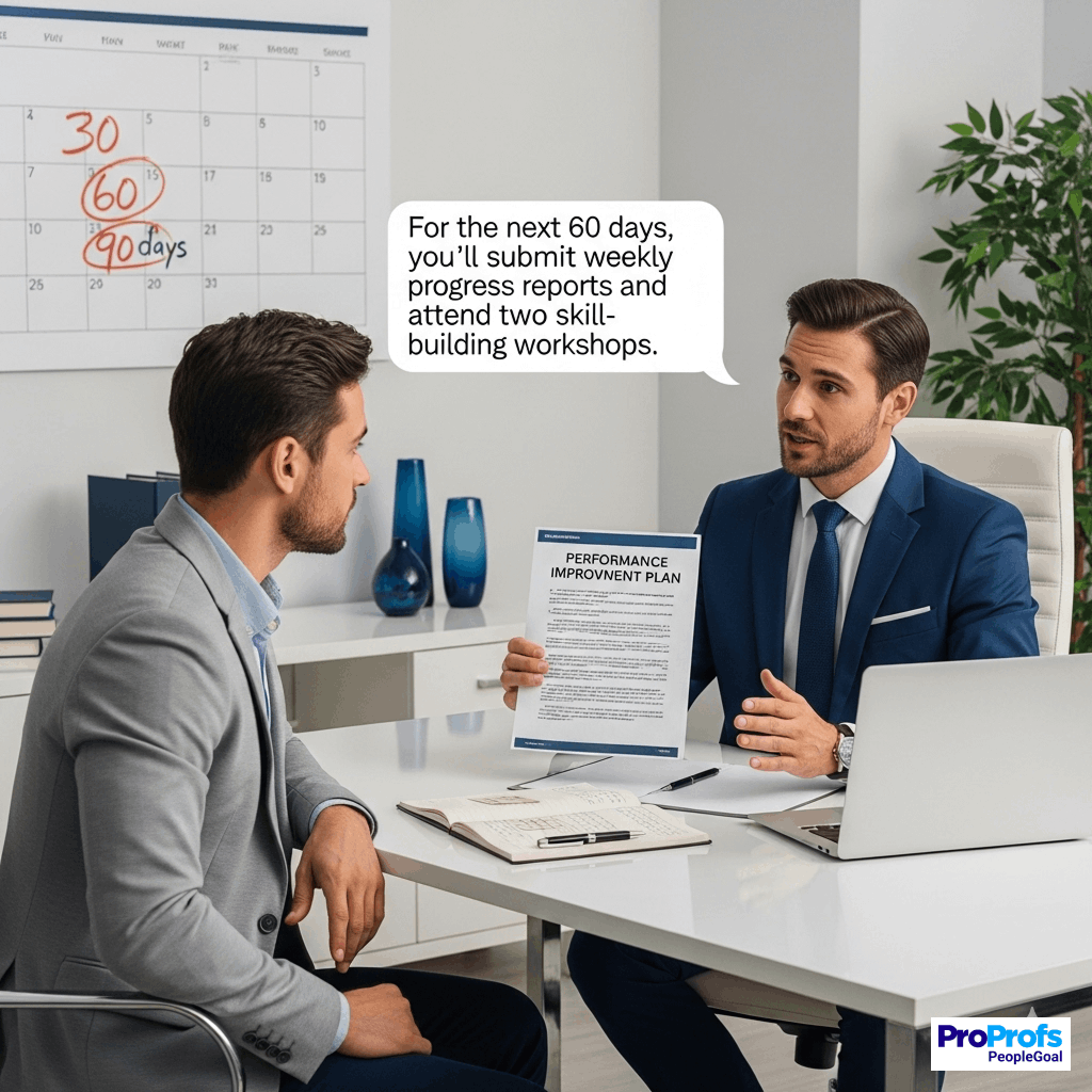 Manager-led reviews with documented check-ins