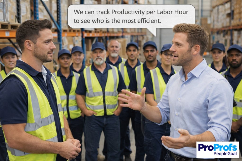 Productivity per labor hour measures how much useful output an employee generates for each hour worked. It is more nuanced than raw output because it accounts for time. 
PeopleGoal