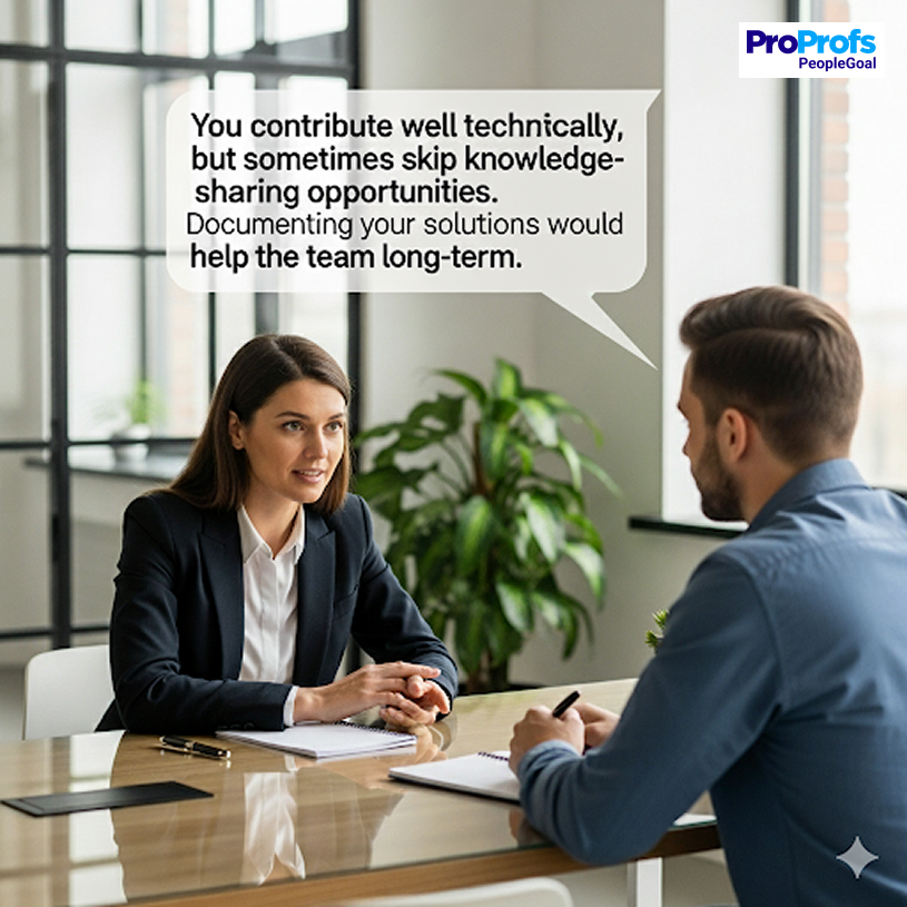 Knowledge-sharing contribution measures how much an employee helps other people perform better by creating reusable knowledge. 
Employee performance metrics - PeopleGoal