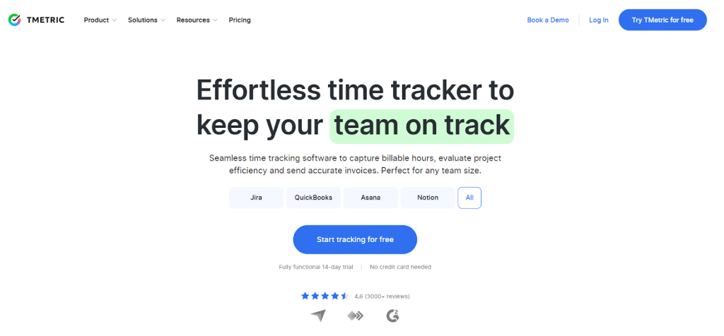 TMetric Dashboard for employee tracking