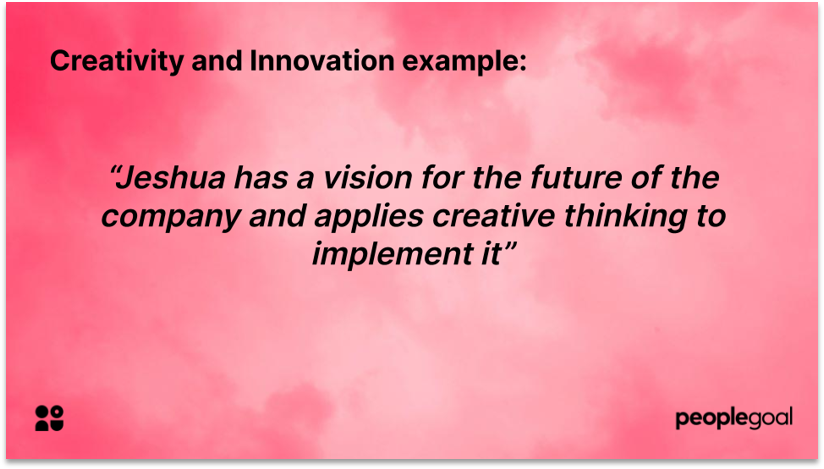 Performance review phrases creativity and innovation