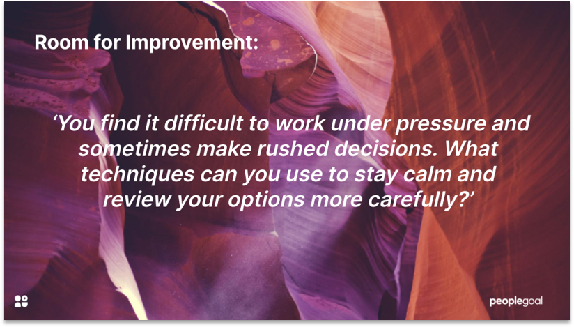 Constructive Employee Feedback example for Soft skills