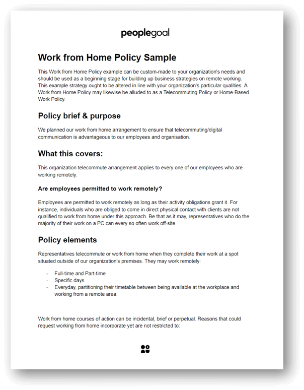 Work from home policy template