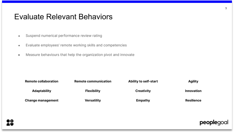 Evaluate desired behaviors